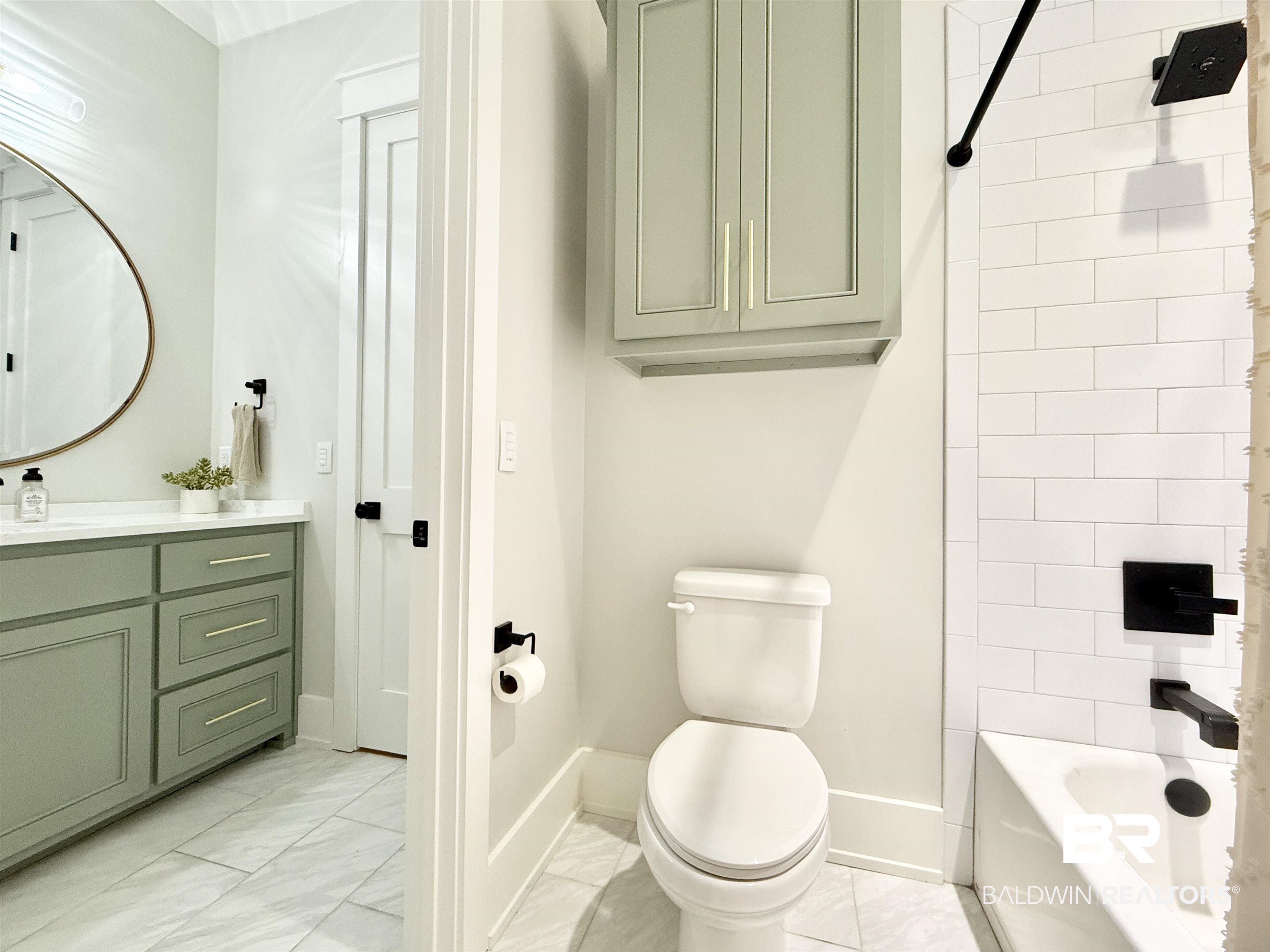 21767 Gallery Boulevard Fairhope, AL 36532 - Photo 42 of 74 Bathroom with vanity, shower / bath combination, and marble finish flooring