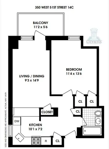 $4,100 | 350 West 51st Street, Unit 14C | Hell's Kitchen