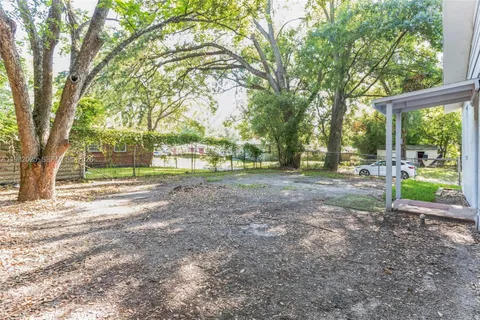 a view of a yard with a tree