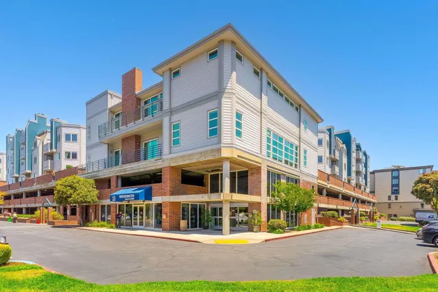 a front view of a multi story building