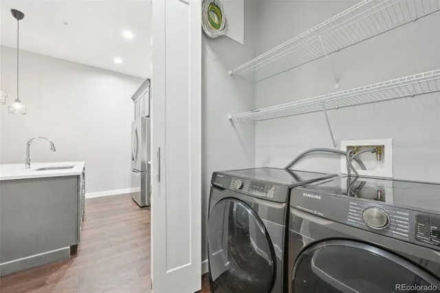a utility room with dryer and washer