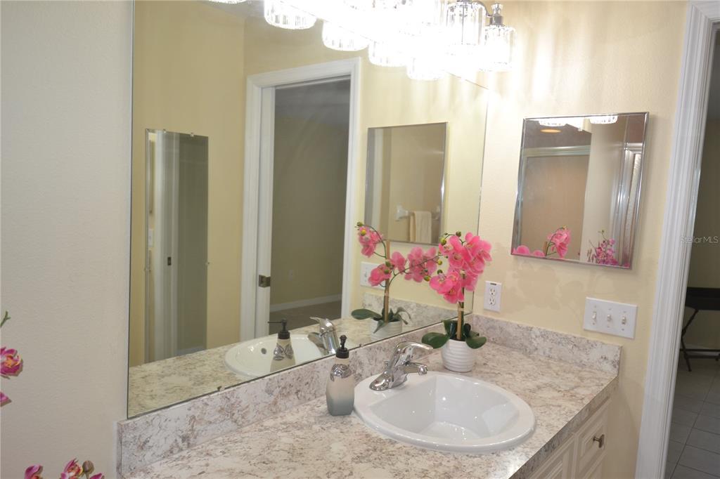 4020 Casa Del Sol Way New Port Richey, FL 34655 - Photo 36 of 98 a bathroom with a granite countertop sink and a mirror