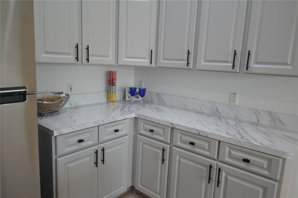 4020 Casa Del Sol Way New Port Richey, FL 34655 - Photo 8 of 98 a kitchen with white cabinets and white appliances