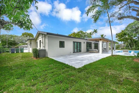a view of a backyard with a garden