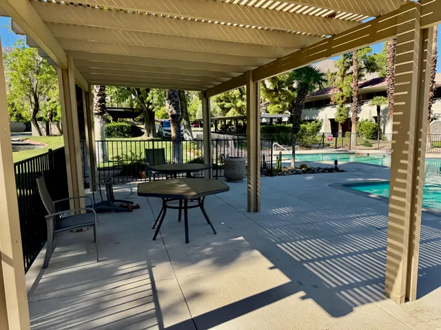 a view of a water with an outdoor space