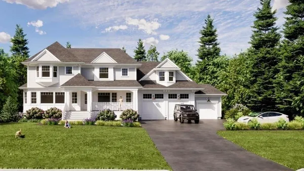 a front view of a house with a garden and porch