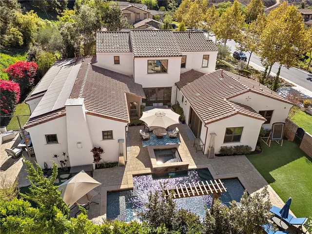 an aerial view of a house