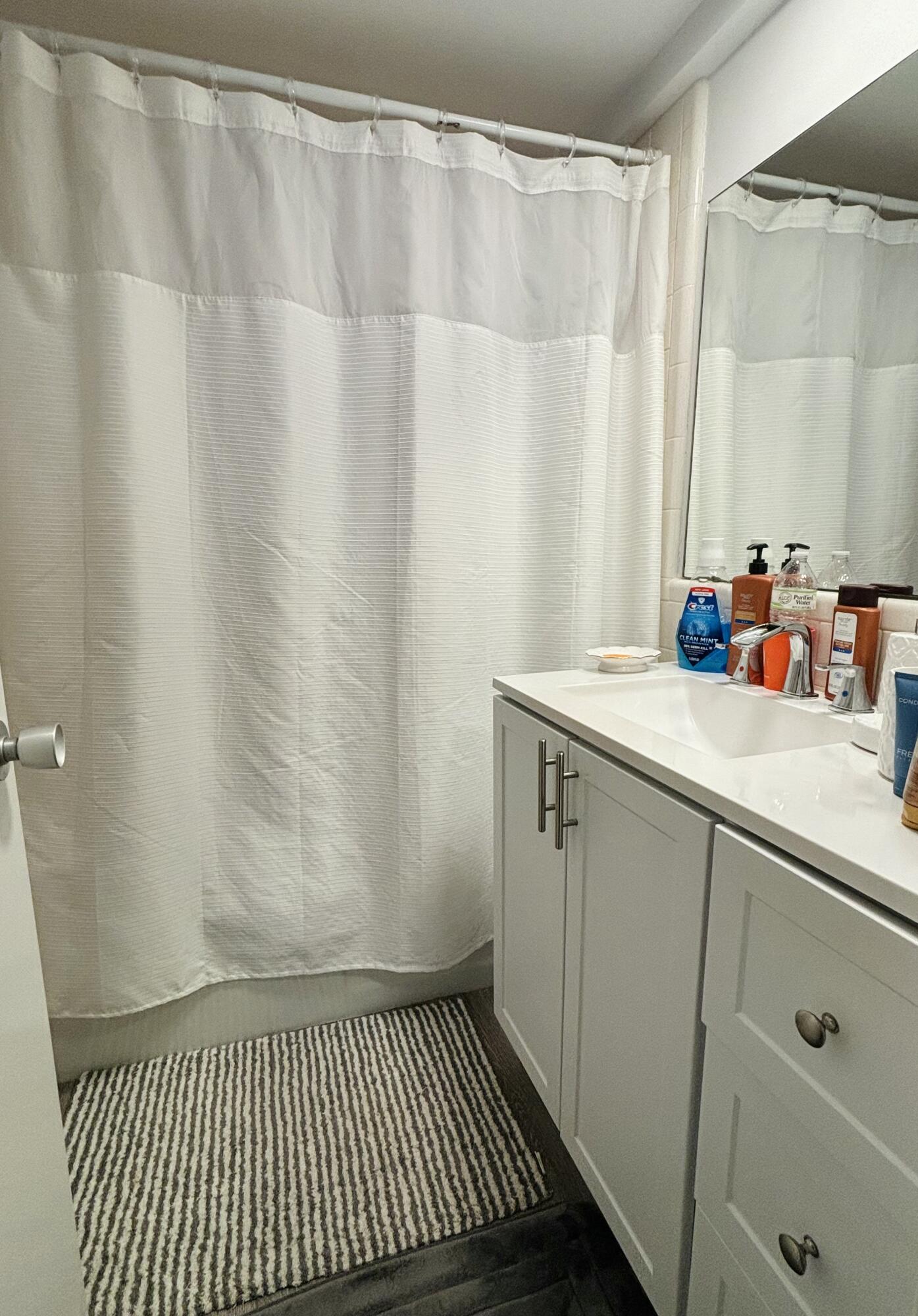 331 Southwest 8th Street, Unit 2CE Boca Raton, FL 33432 - Photo 10 of 19 a bathroom with a sink and a mirror