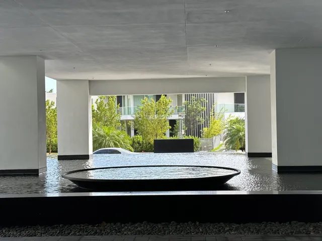 a living room with a large window