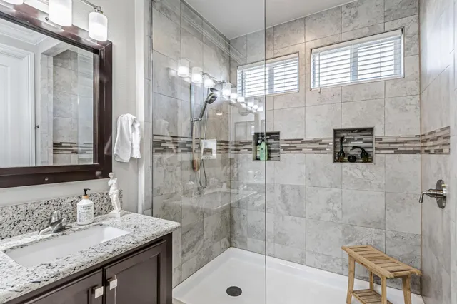 a bathroom with a shower