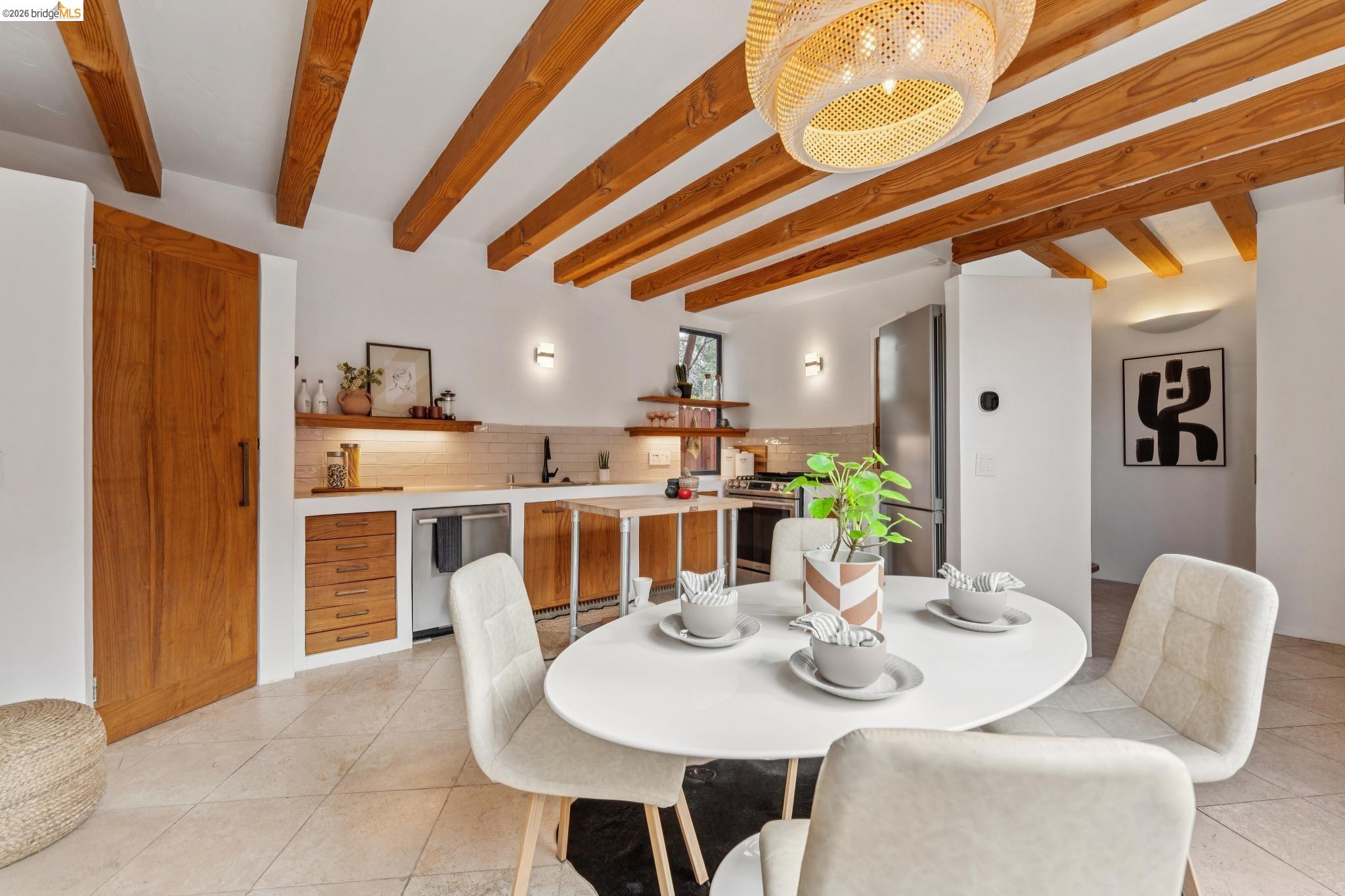 2015 Delaware Street Berkeley, CA 94709 - Photo 12 of 60 Dining room featuring beamed ceiling and light tile patterned floors