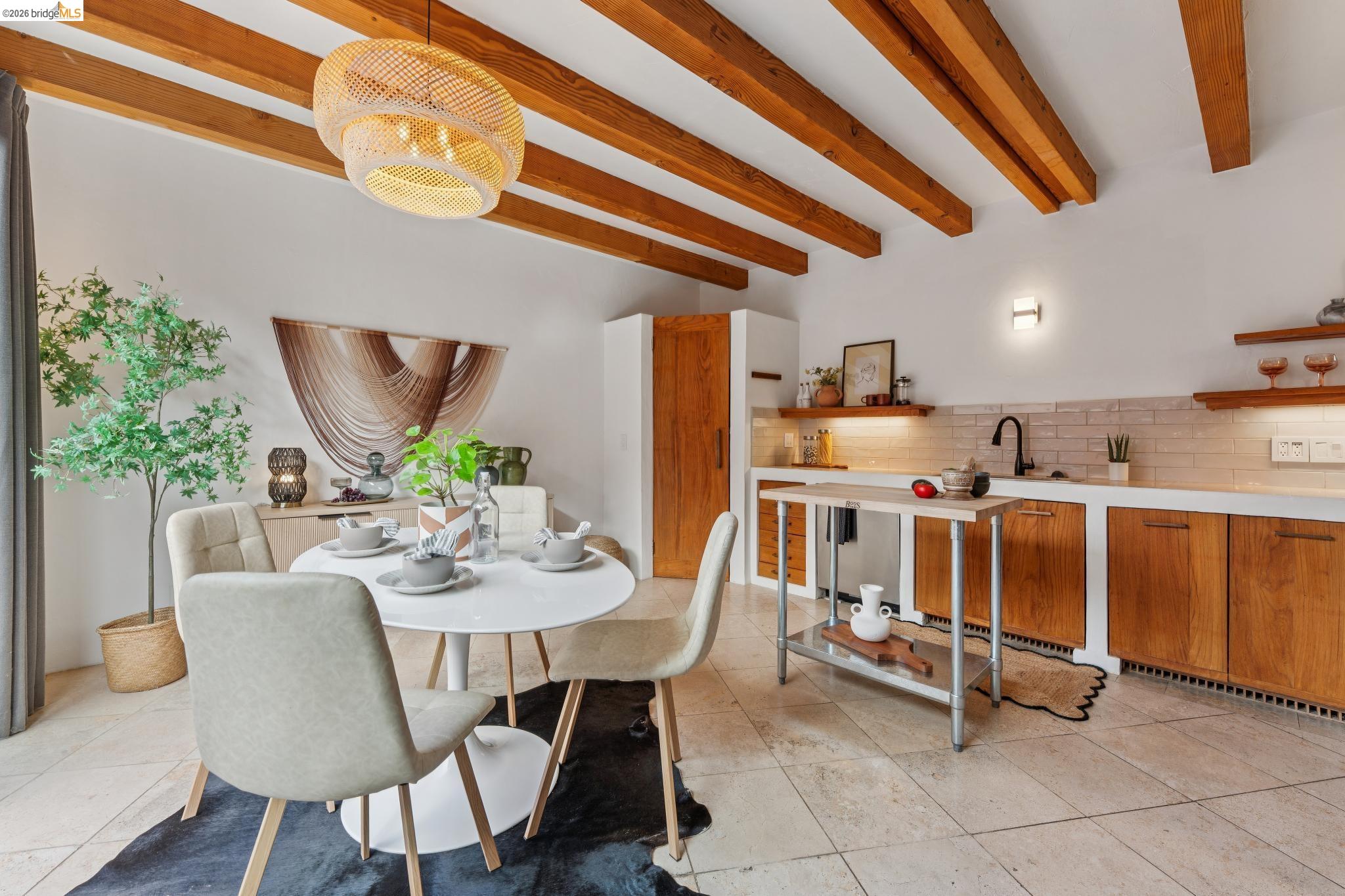 2015 Delaware Street Berkeley, CA 94709 - Photo 8 of 60 Dining space featuring beam ceiling and light tile patterned floors