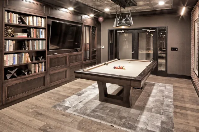 a view of a furniture in a room