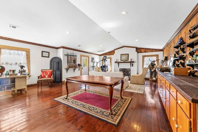 a view of a swimming pool with lounge chair