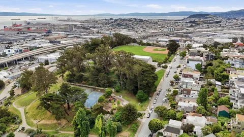 an aerial view of multiple house