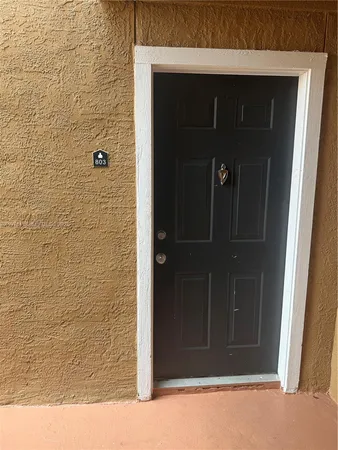 a view of a door of the house