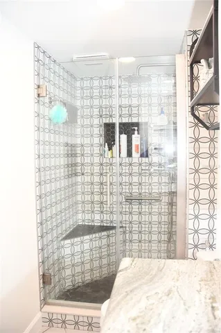 a bathroom with a shower