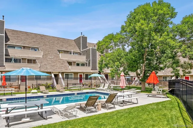 a view of swimming pool from a patio