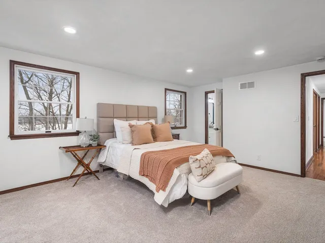 an empty room with windows