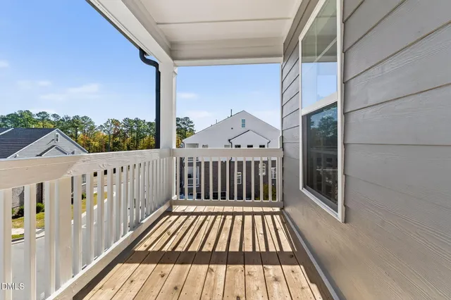 a view of wooden balcony