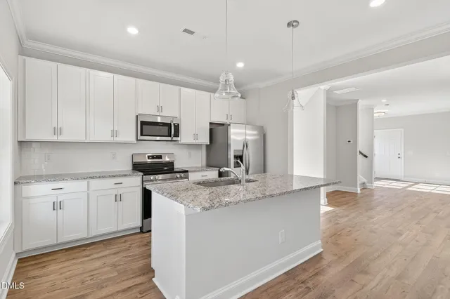 a kitchen with a stove a sink and a refrigerator