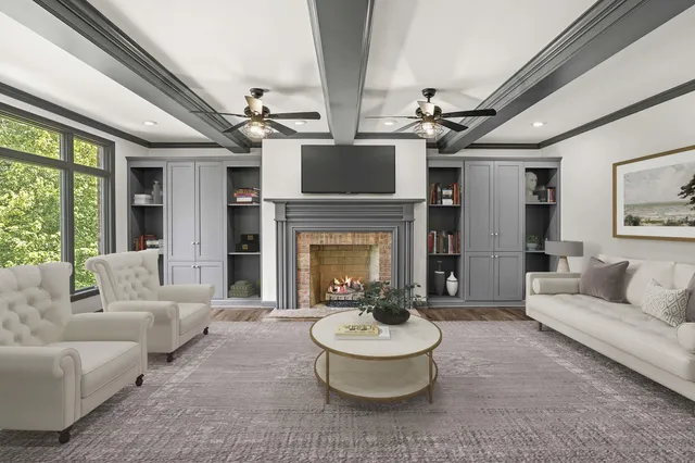 a bedroom with a large bed and a couch