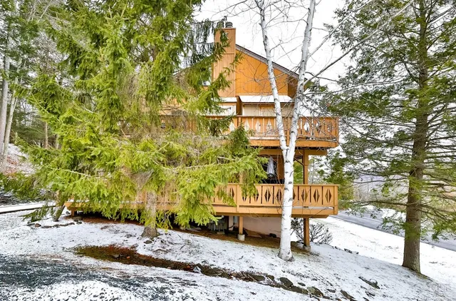 a view of a two chairs in the patio
