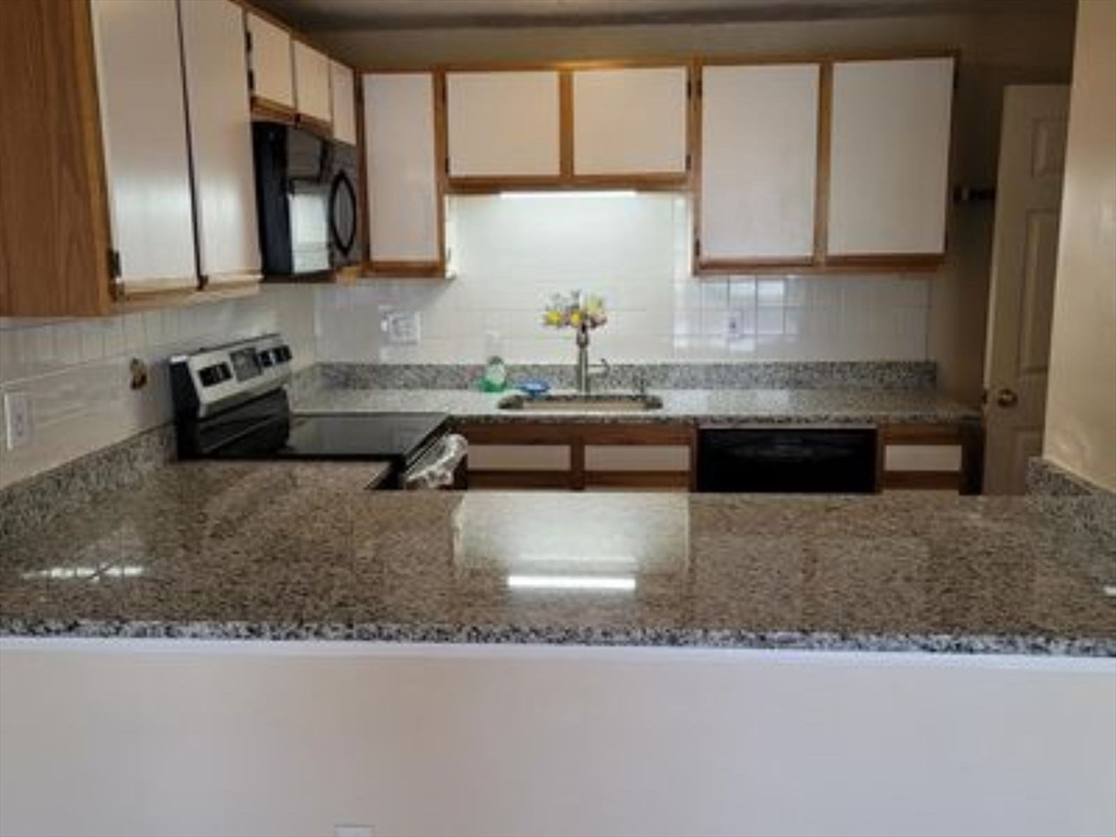 360 Littleton Road, Unit G10 Chelmsford, MA 01824 - Photo 4 of 20 a kitchen with granite countertop a sink a stove and a microwave oven