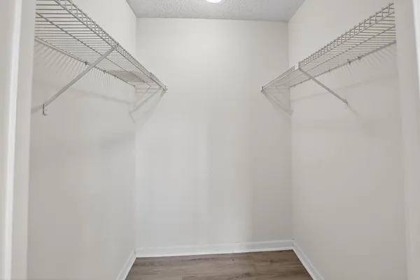 a view of small space with racks on the wall