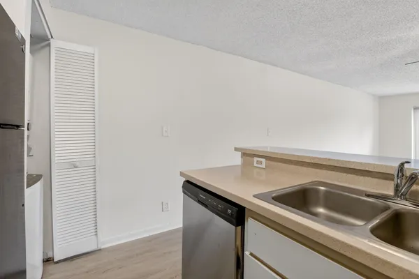 a close view of sink and washing machine