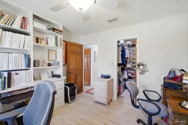 a workspace with furniture