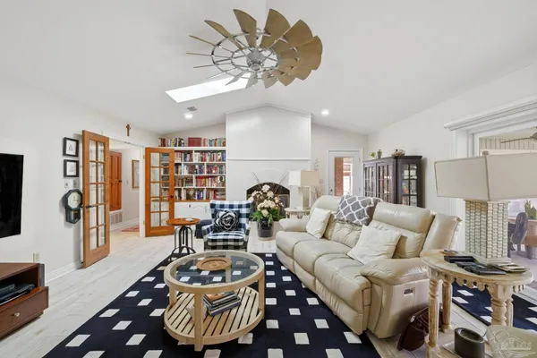 a living room with furniture