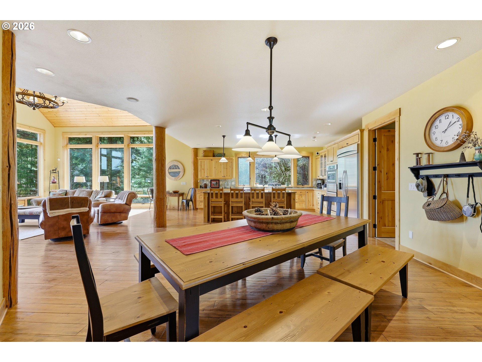 20680 East Glacier View Road Rhododendron, OR 97049 - Photo 14 of 48 a living room with furniture pool table and a chandelier