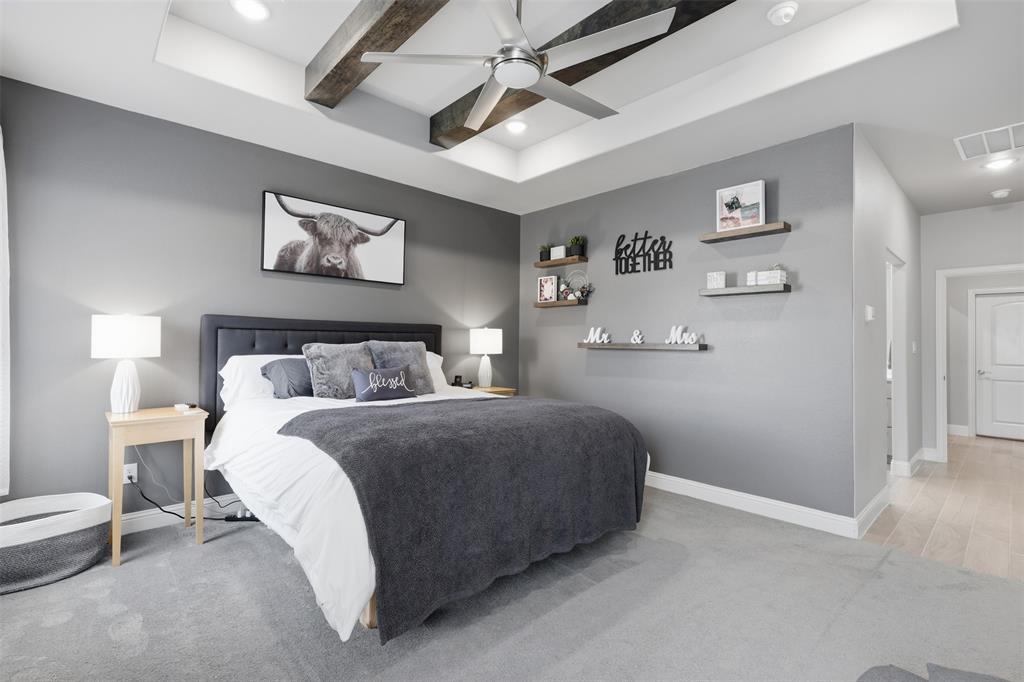 3036 Deer Path Weatherford, TX 76085 - Photo 17 of 35 a bedroom with a bed and a lamp on the wall