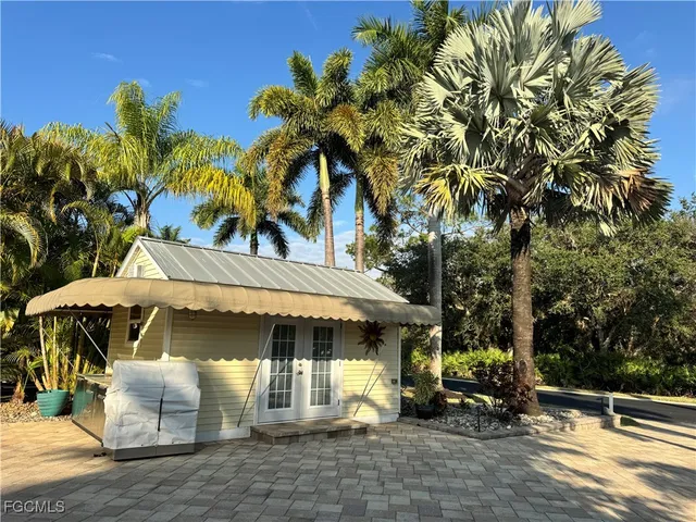 a view of a yard with a tree