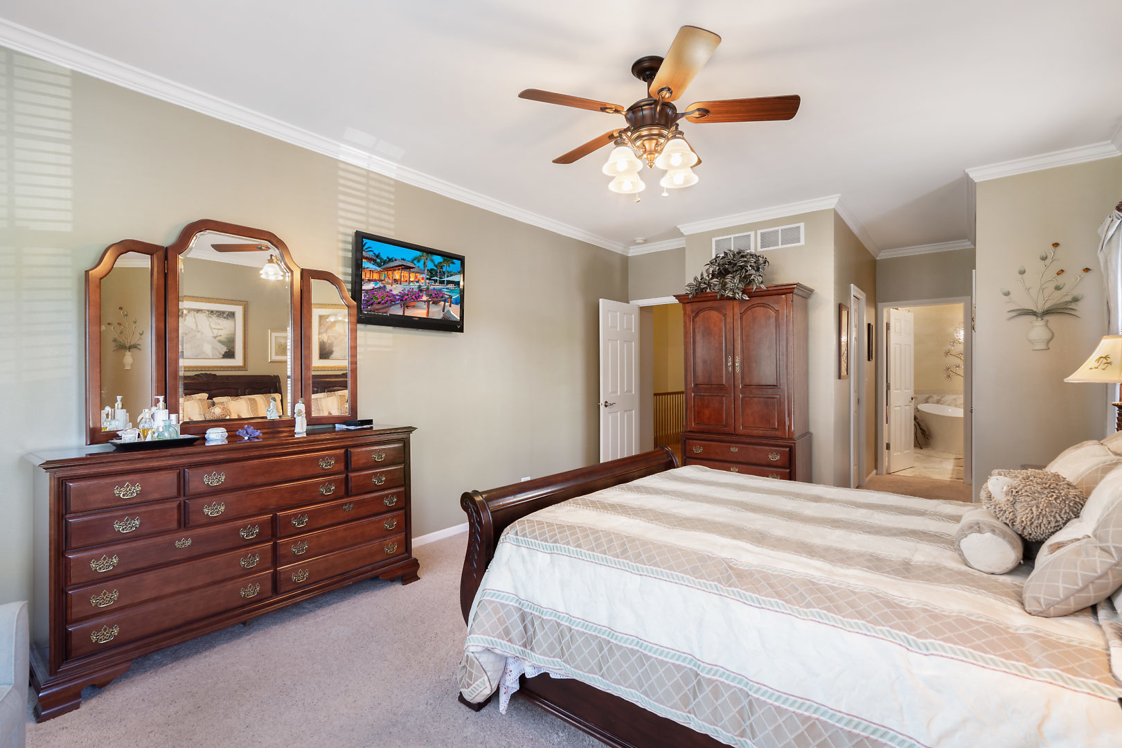 14 Winthrop New Road Sugar Grove, IL 60554 - Photo 13 of 25 a bedroom with a bed and a chandelier