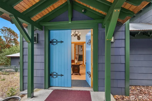 a front view of a house with a shower