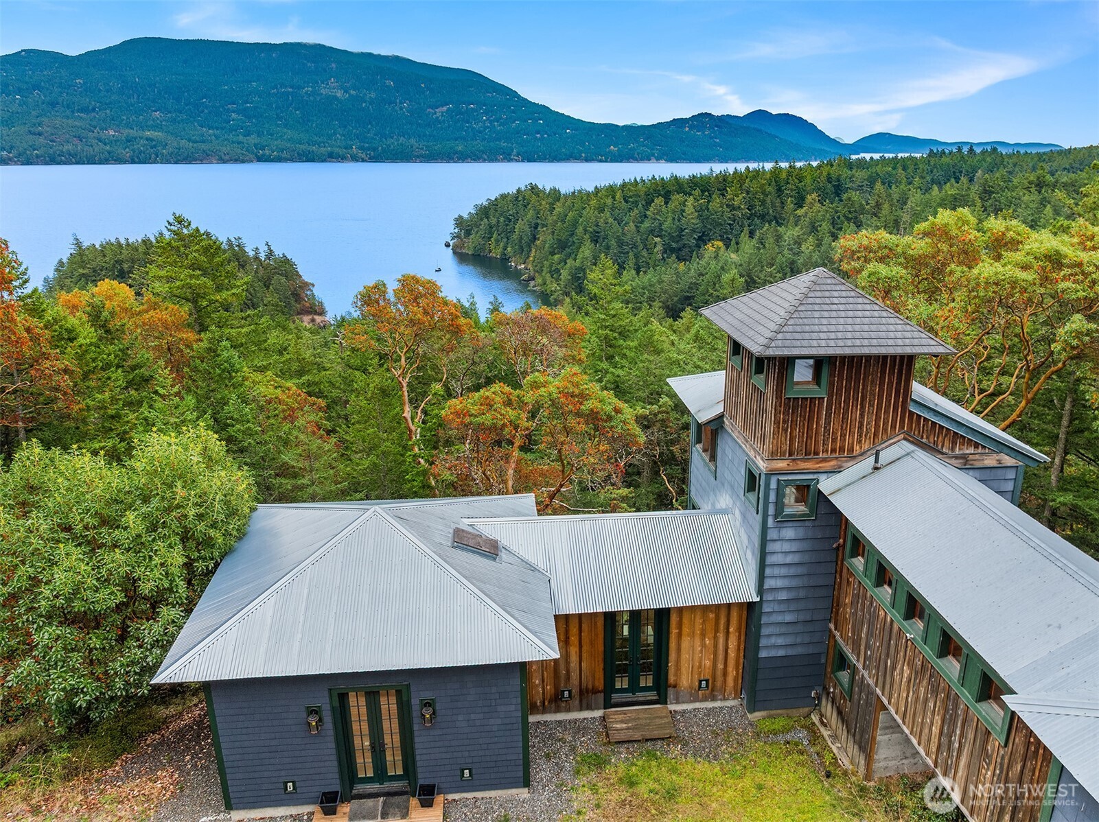 223 Blanc Road Orcas Island, WA 98245 - Photo 31 of 40 a aerial view of a house with a yard