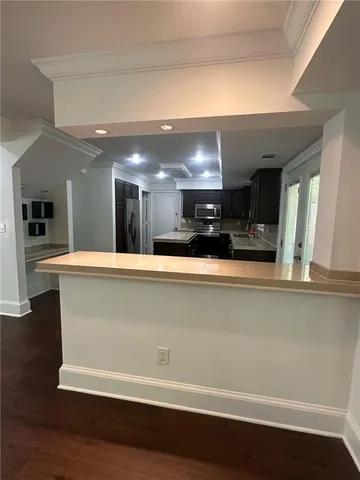 a close view of a refrigerator in kitchen