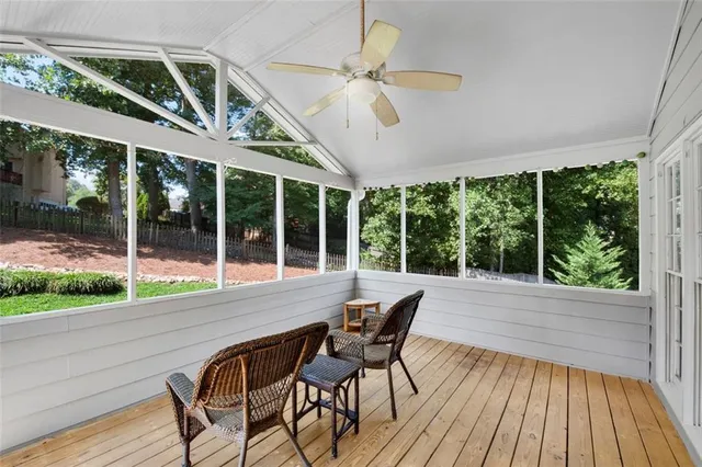 a view of a park with plants and trees