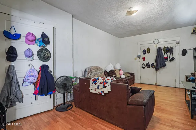 a living room with furniture and decor
