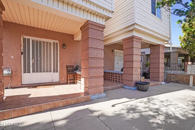 a city view with tall buildings