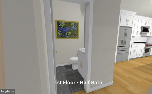 a view of a bathroom with toilet