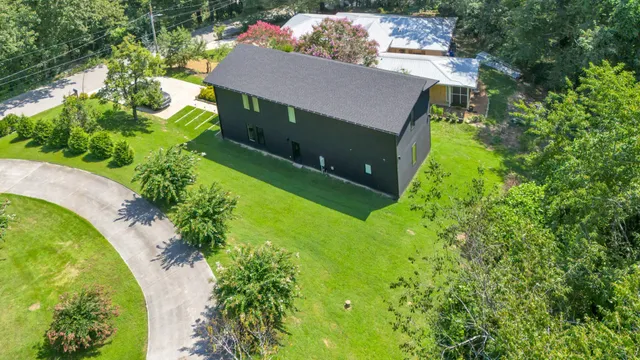 an aerial view of a house