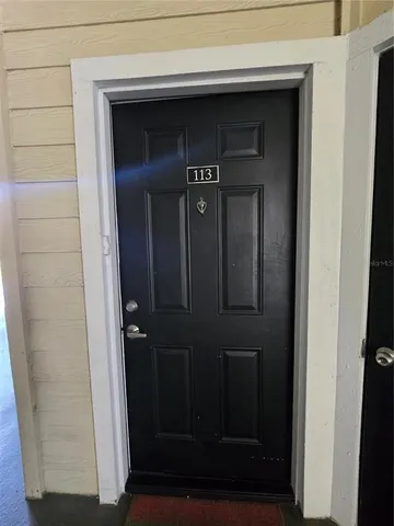 a view of wooden door