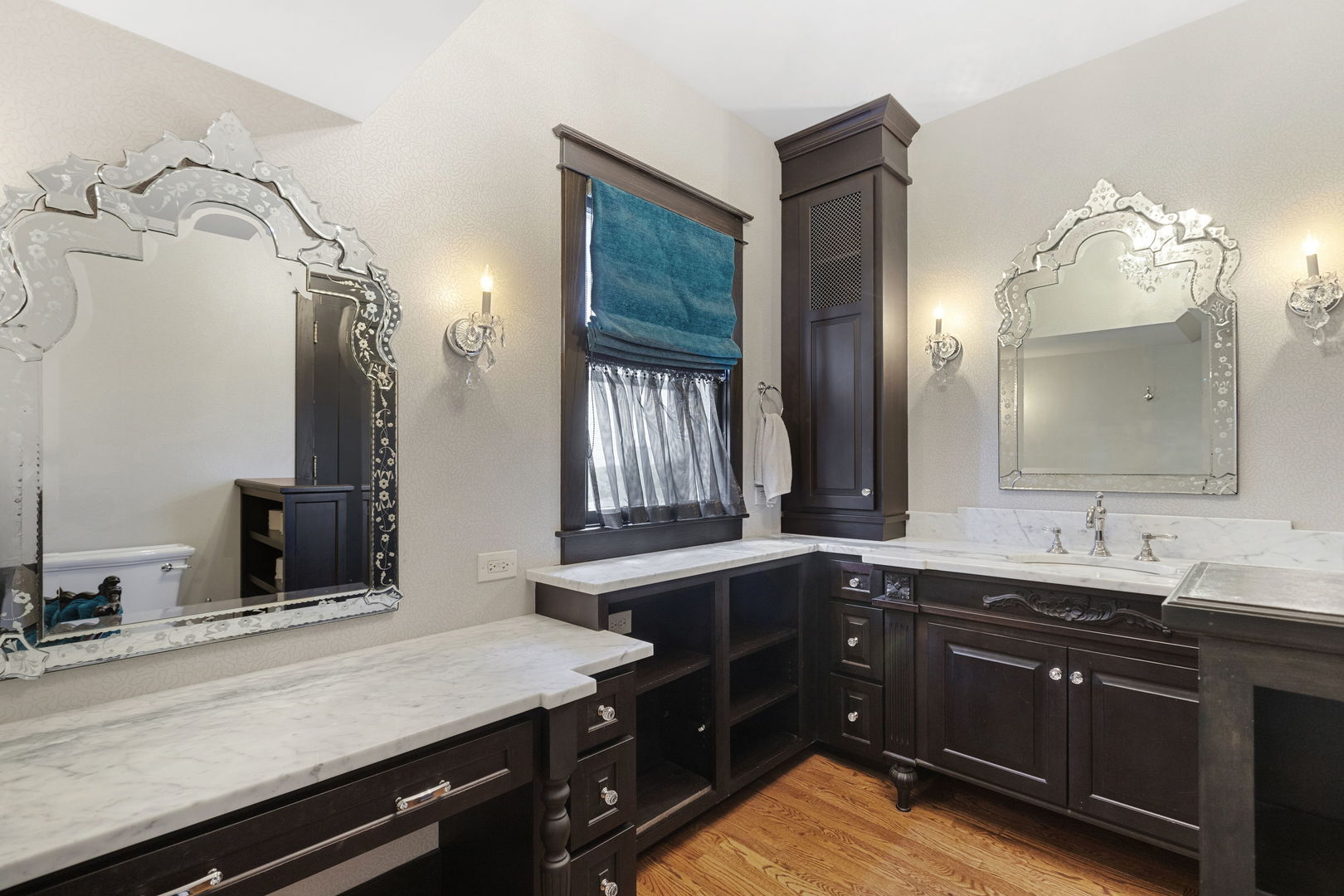 539 South Cook Street Barrington, IL 60010 - Photo 11 of 25 a bathroom with a double vanity sink and a mirror