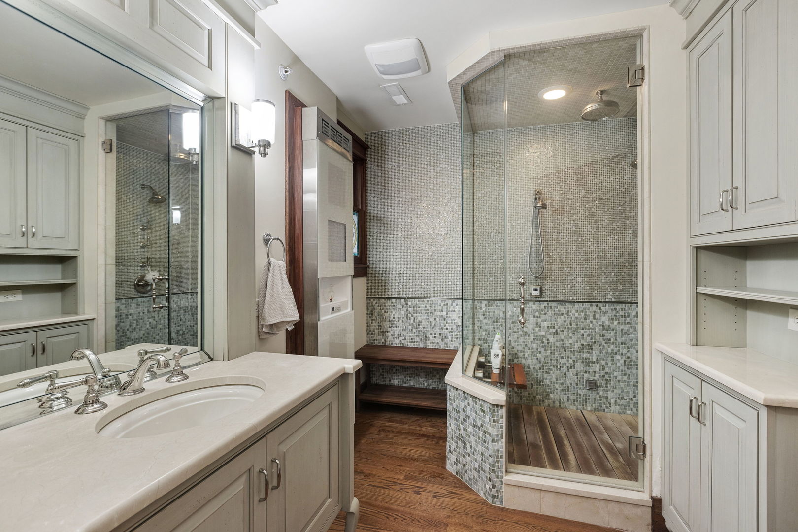 539 South Cook Street Barrington, IL 60010 - Photo 15 of 25 a bathroom with a double vanity sink and a mirror