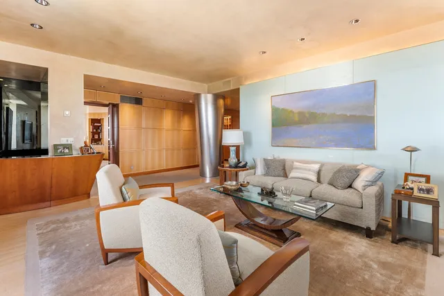 a living room with furniture