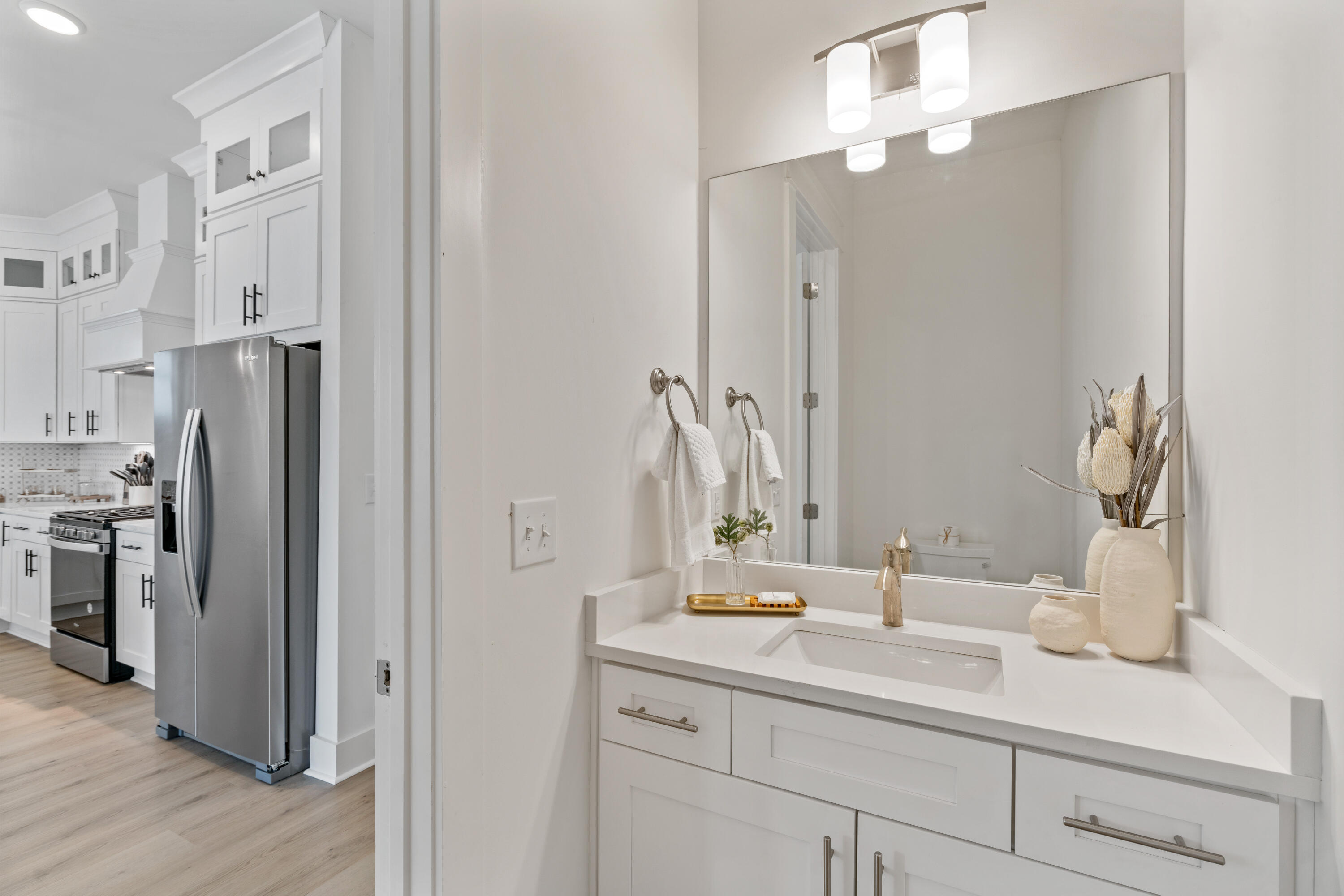 49 Conscience Way Santa Rosa Beach, FL 32459 - Photo 19 of 50 a bathroom with a double vanity sink mirror and shower