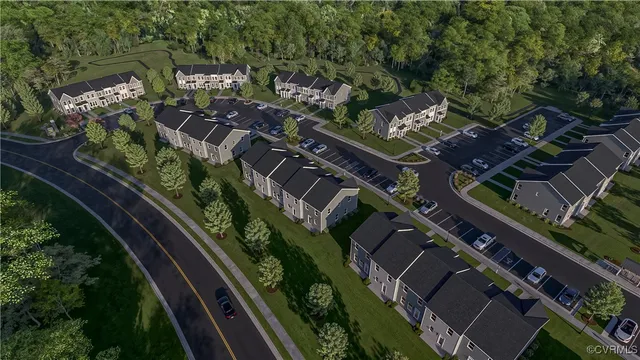 a garden view with a seating space